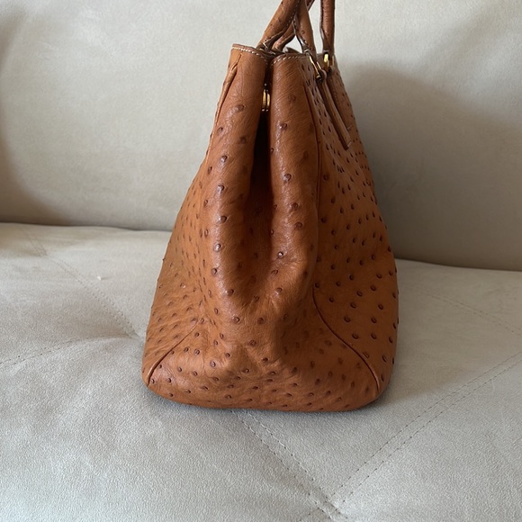 Prada Ostrich Cognac Tote Bag - Picture 3 of 14